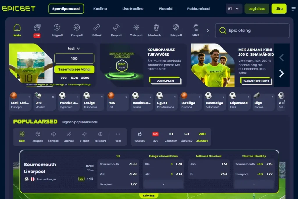 Epicbet Kasiino vaade